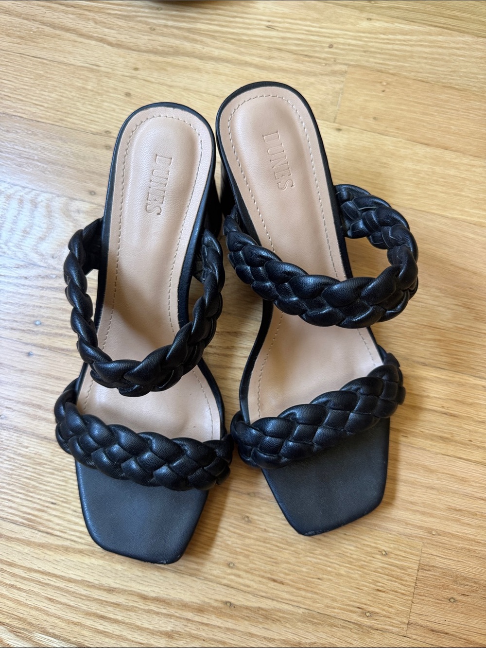 Dunes Braided Black Slide Heels